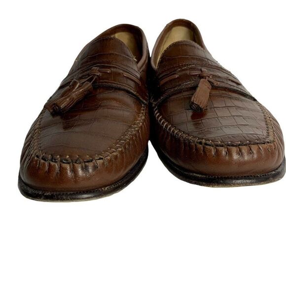 Florsheim Pisa Moc Toe Tassel Dress Loafers 9.5D Cognac Crocodile Print Leather main image 4